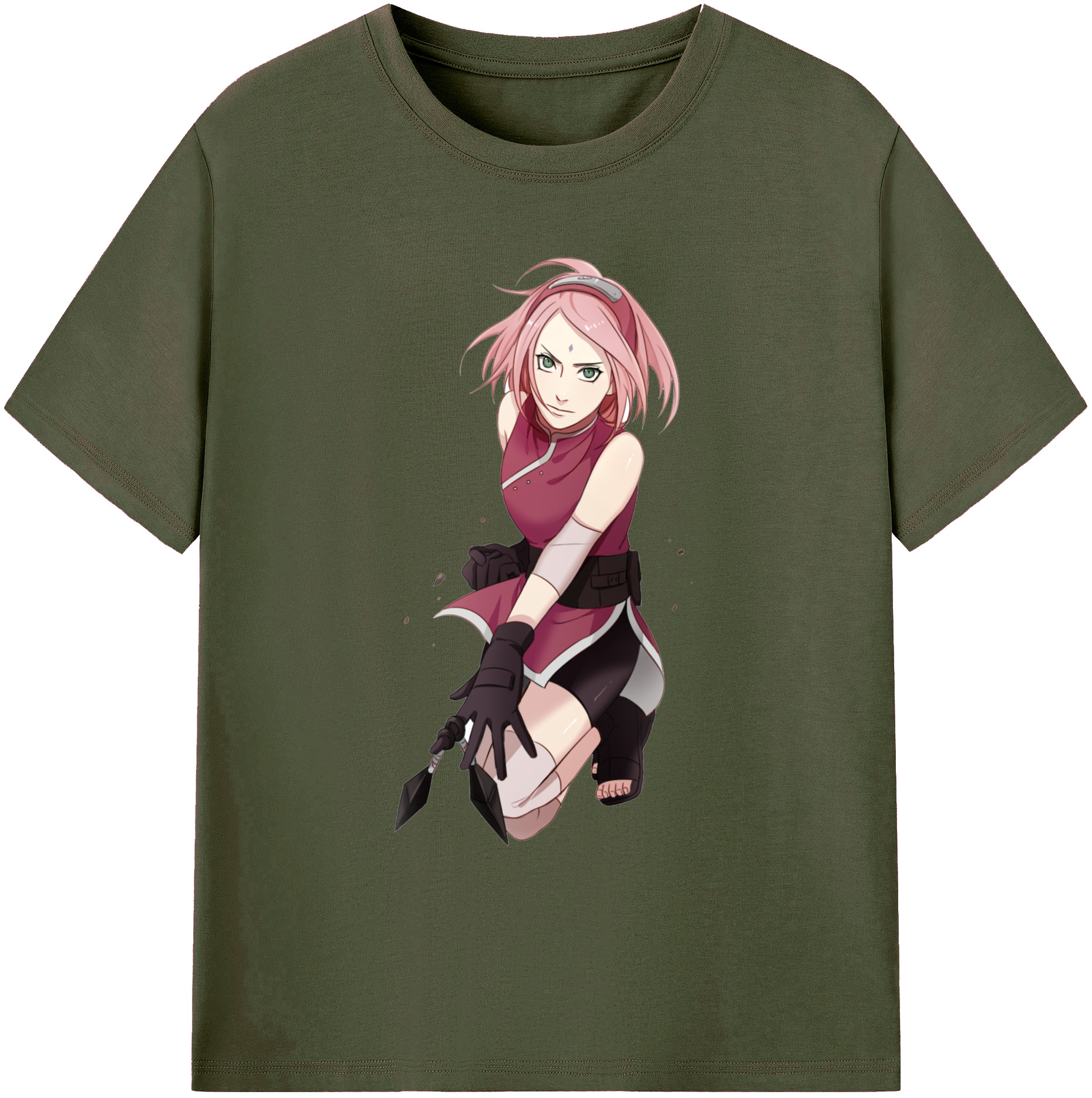 （画像用） NARUTO -ナルト- 春野サクラ Haruno Sakura 綿100％ メンズ半袖Tシャツ｜肌触りやわらか＆通気性